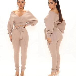 Fashion Nova Hold Me Closer Sweater Legging Set - Taupe